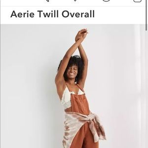 Aerie twill overalls natural color